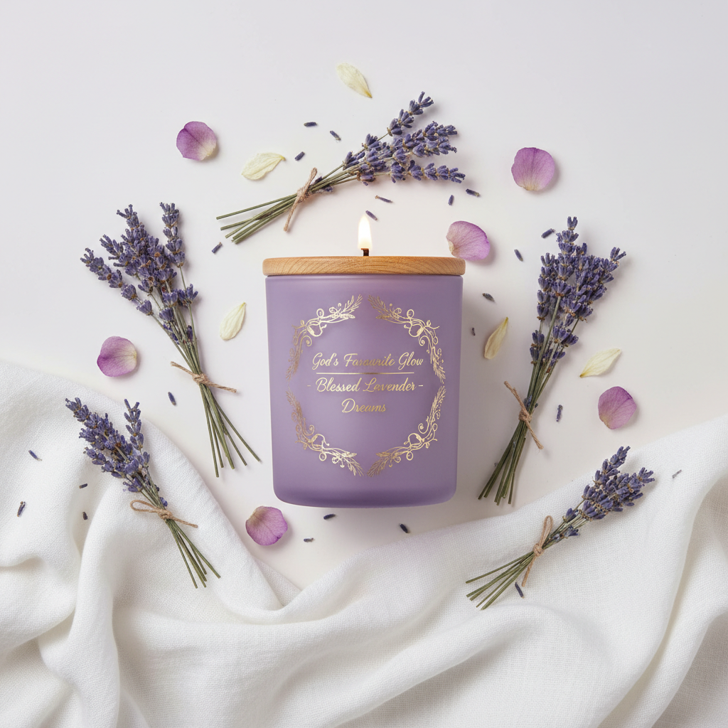 God's Favourite Glow — Blessed Lavender Dreams flatlay