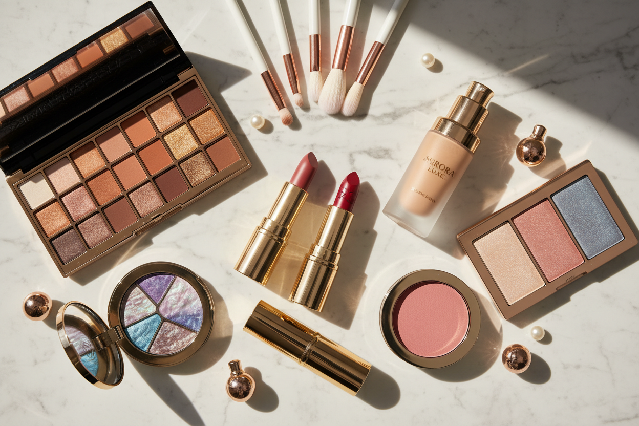 Luxury Makeup Collection Flatlay